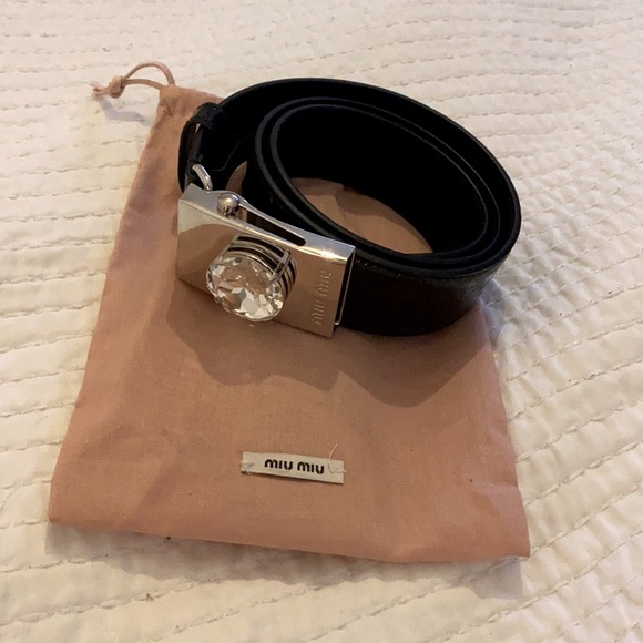 MiuMiu Belt croco style black leather Oversize Diamond size 70 - Picture 1 of 1